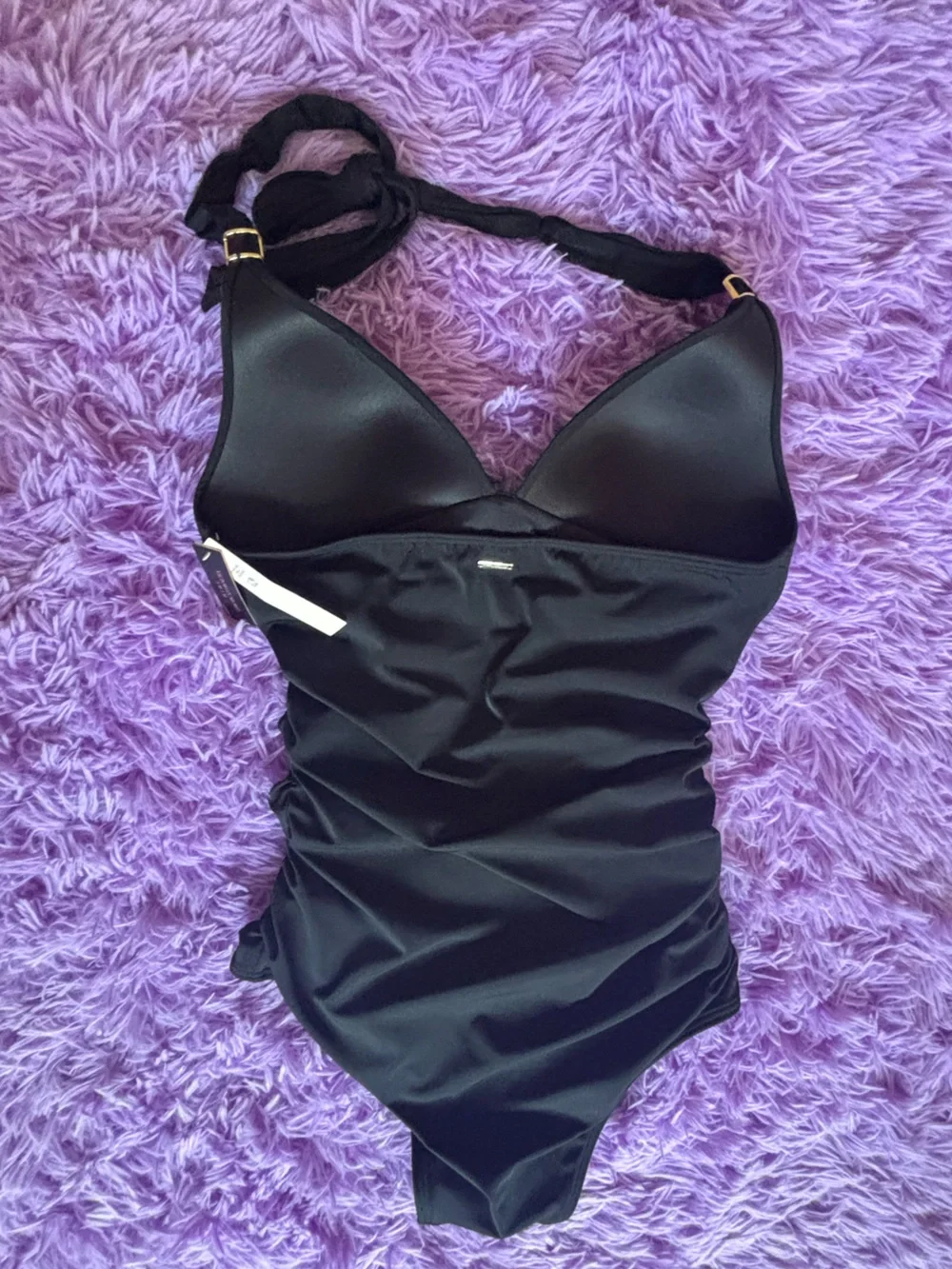 Victoria's Secret Black one piece Chemise Swim Top NWT